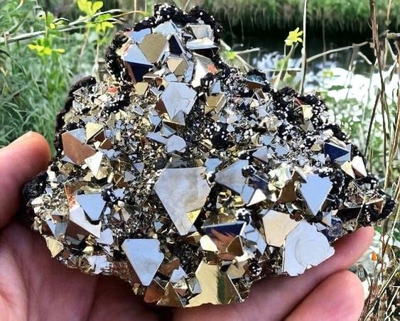 Pure Natural Peruvian Pyrite Original Cluster Premium Geodes for Willpower Success Wealth Manifestation Stone to Attract Money (30 Grams + to 200 Grams + Approx.) - IGL Jewels