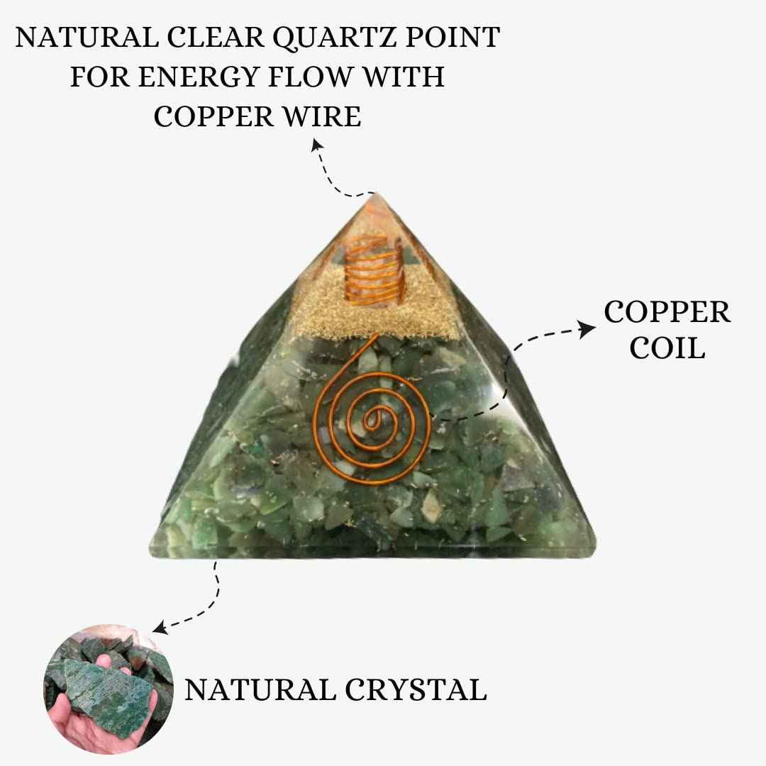 Divinity Crystals Natural Healing Orgone Pyramid Home Decor Vastu for Home Study Table Office Desk Reiki Feng Shui Symbol Crystal Showpieces for Home Decor Education Gifts