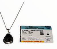 Black Tourmaline Healing Pendant - Certified Natural AAA Grade Crystal with Silver Polish Metal Chain Default Title