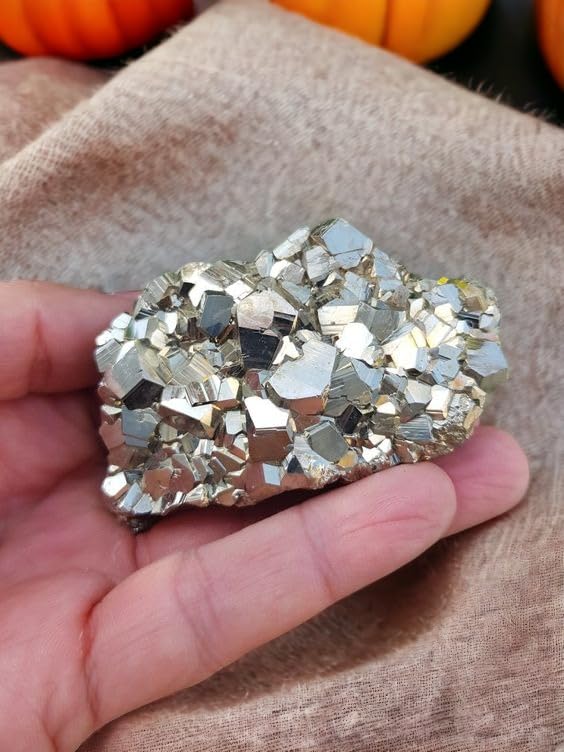 Pure Natural Peruvian Pyrite Original Cluster Premium Geodes for Willpower Success Wealth Manifestation Stone to Attract Money (30 Grams + to 200 Grams + Approx.)
