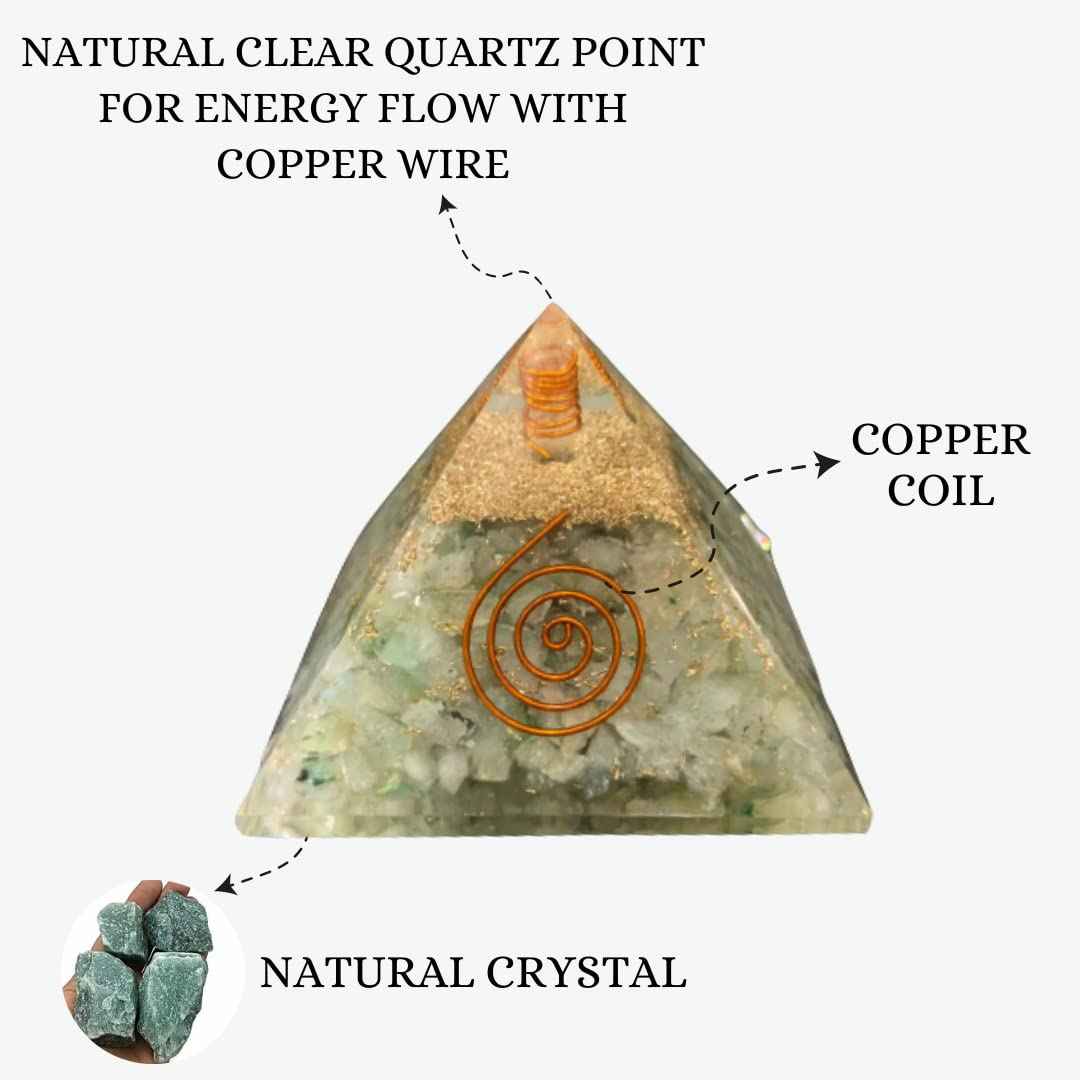 Divinity Crystals Natural Healing Orgone Pyramid Home Decor Vastu for Home Study Table Office Desk Reiki Feng Shui Symbol Crystal Showpieces for Home Decor Education Gifts
