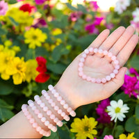 Divine Crystal Treasures Natural Rose Quartz Bracelet Original Certified AAA Grade 8mm Unisex Real Crystal Bracelet for Love Compassion Emotional Healing - IGL Jewels