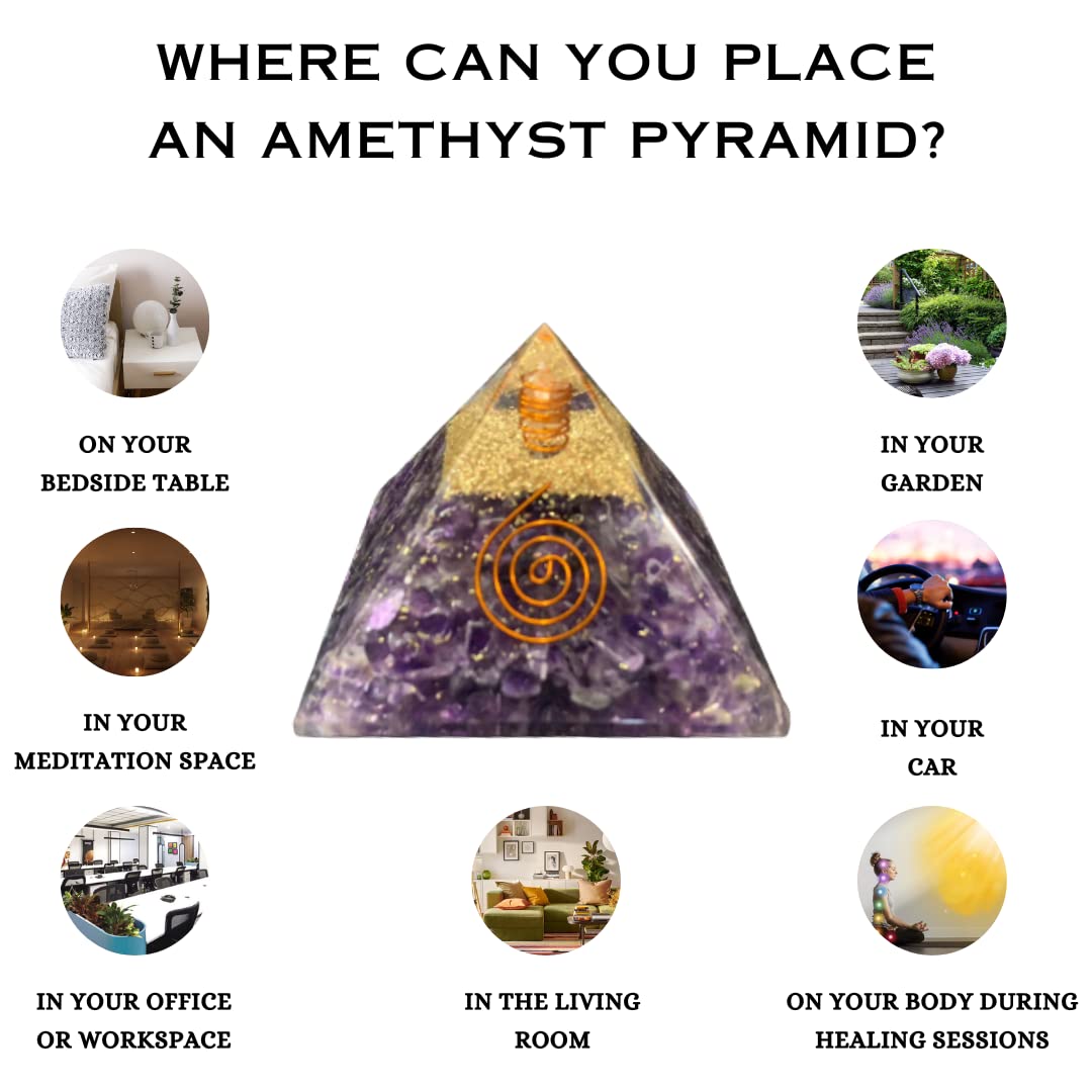 Divinity Crystals Natural Healing Orgone Pyramid Home Decor Vastu for Home Study Table Office Desk Reiki Feng Shui Symbol Crystal Showpieces for Home Decor Education Gifts