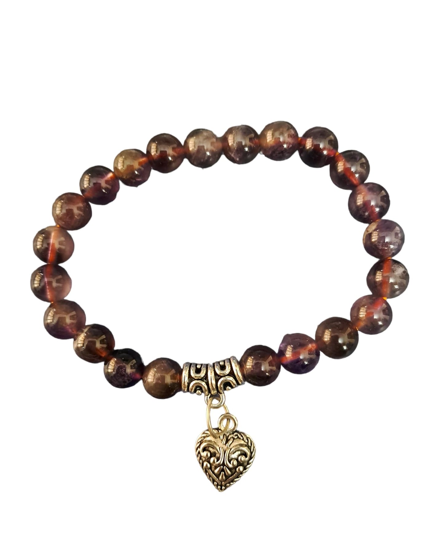 Ametrine Crystal Bracelet for Reiki Healing and Chakra Balance with Natural 8mm Semi Precious Gemstone Beads Default Title