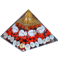 Divinity Crystals Natural Healing Orgone Pyramid Home Decor Vastu for Home Study Table Office Desk Reiki Feng Shui Symbol Crystal Showpieces for Home Decor Education Gifts Rudraksha