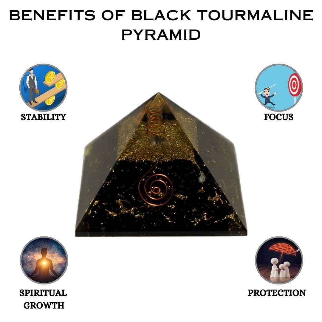 Divinity Crystals Natural Healing Orgone Pyramid Home Decor Vastu for Home Study Table Office Desk Reiki Feng Shui Symbol Crystal Showpieces for Home Decor Education Gifts