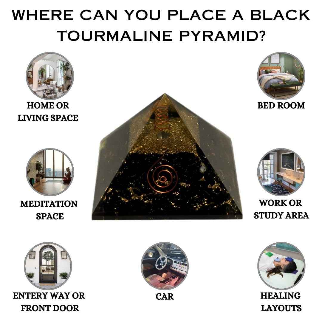 Divinity Crystals Natural Healing Orgone Pyramid Home Decor Vastu for Home Study Table Office Desk Reiki Feng Shui Symbol Crystal Showpieces for Home Decor Education Gifts