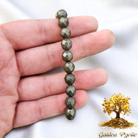 Golden Pyrite Natural Pyrite Bracelet Original Certified Stretchable Unisex Real Pyrite 8mm Diamond-cut Faceted Bracelet For Prosperity, Solar Plexus Chakra & Abundance - IGL Jewels