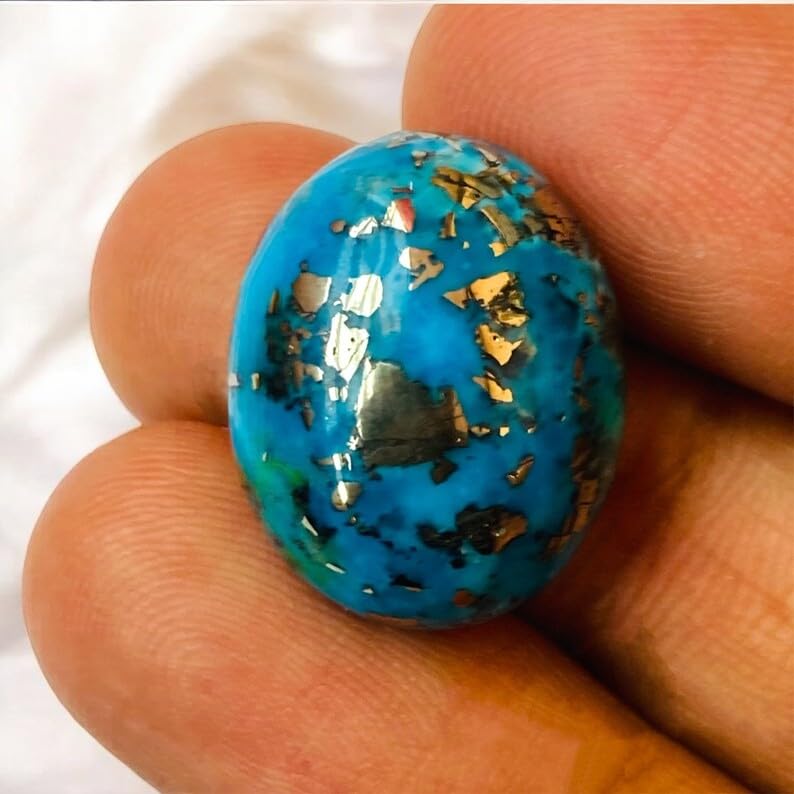 Real Original Firoza Turquoise Gemstone for Men and Women – Oval Shaped for Ring and Pendant Premium Turquoise Jewellery - The Stone of Compassion and Success 11.32 Carat - IGL Jewels