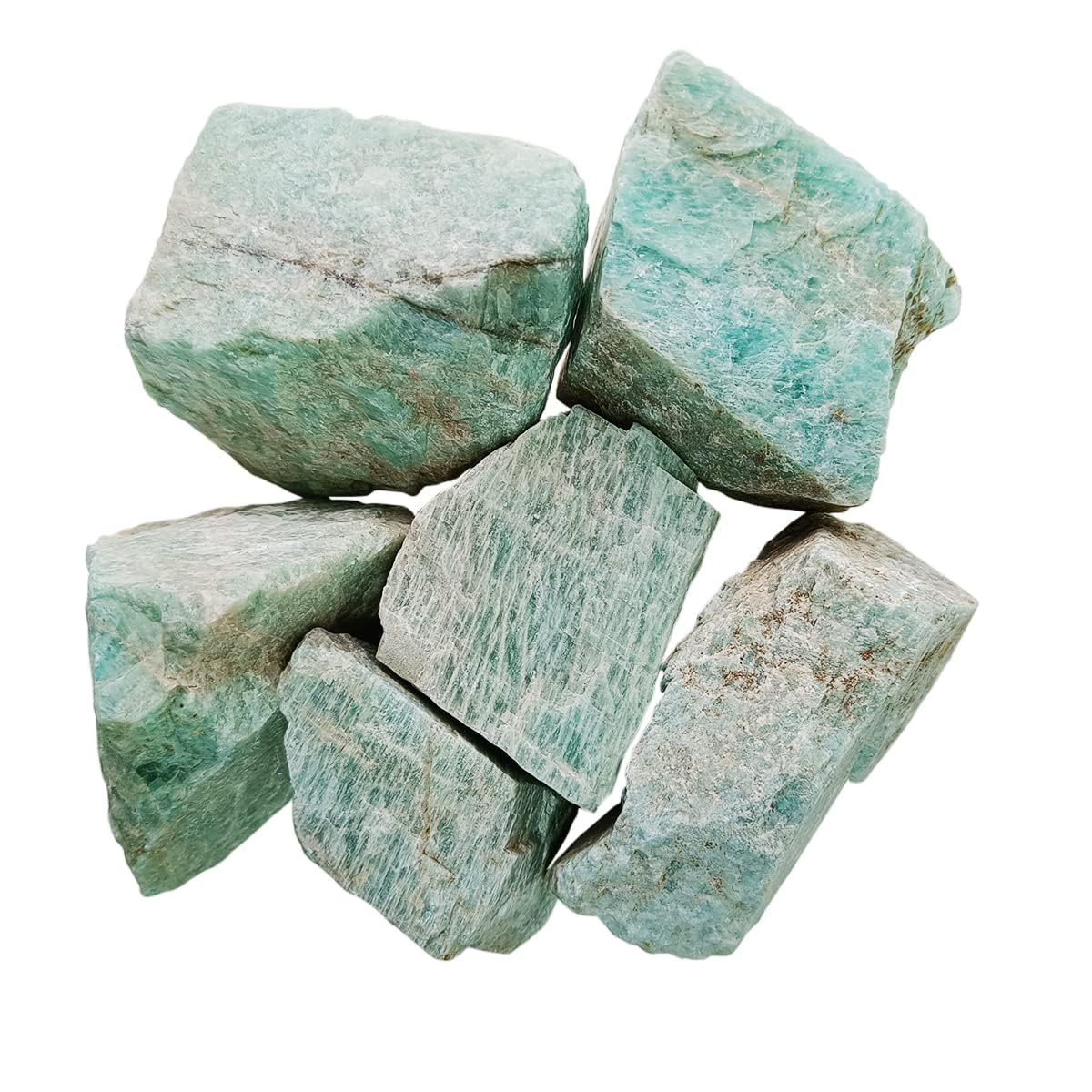 Natural Healing crystal Amazonite Raw Rough Stones. Weight : 200 Grams | Pack of 4 to 8 Beautiful Natural Healing crystal Raw Stones | Hand Picked and Cleaned - IGL Jewels