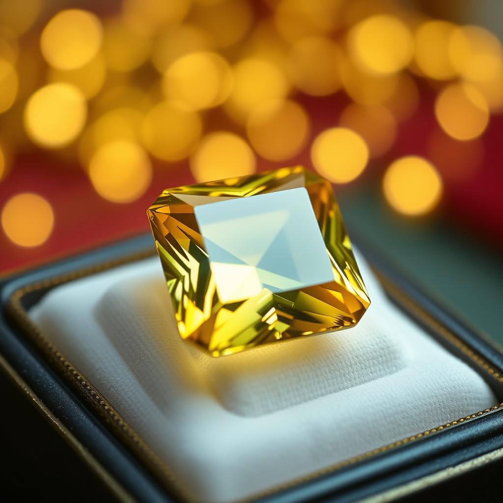 Sunela Stone Original Certified 7.4 Carat/Ratti Square Shape Original Certified Natural Citrine Gemstone (Rhio Grande Topaz) AAA Quality for Ring Jewellery For Men and Women - IGL Jewels