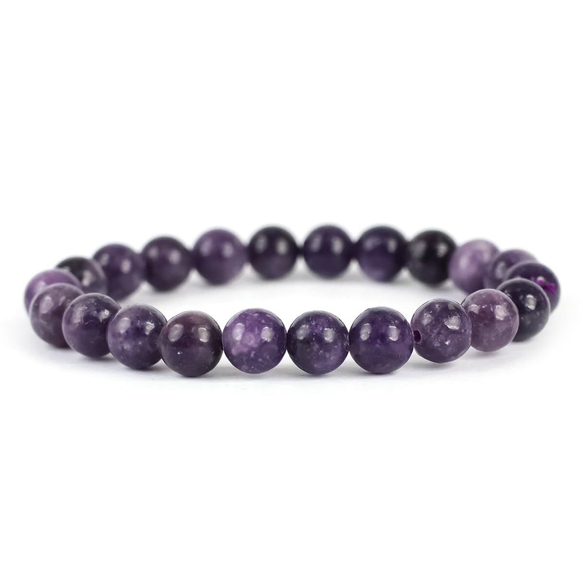 Stretchable Unisex Gemstone Natural Crystal Certified Stone Bracelet | Diameter : 2.5 Inch.| Stone Size – 8 mm Beads | Shape - Round.(Lepidolite Bracelet) - IGL Jewels