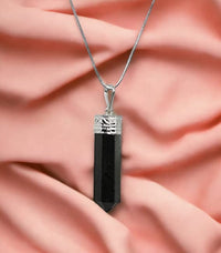 Divinity Crystals Black Tourmaline Pendant Locket with German Silver Chain for Protection, Motivation, and Healing