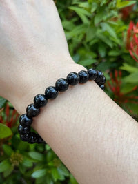 Divinity Crystals Black Obsidian Gemstone Bracelet for Reiki Healing and Chakra Balance - 8mm Round Beads