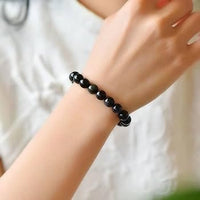 Divinity Crystals Black Obsidian Gemstone Bracelet for Reiki Healing and Chakra Balance - 8mm Round Beads