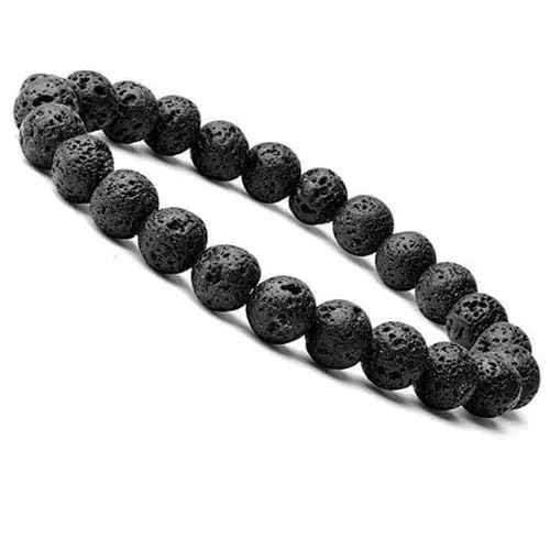 Divinity Crystals 7 Chakra Heart Bracelet - Natural 8 mm Crystal Bracelet for Good Luck, Love, Abundance, Healing, and Meditation for Men and Women Natural Lava Stone Bracelet