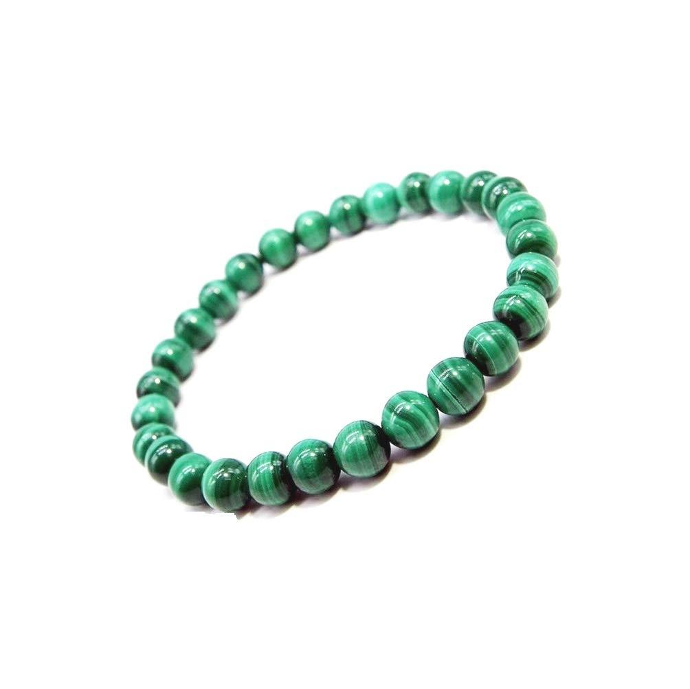 Divine Crystal Treasures Natural Malachite Semi Precious Gemstone Bracelet, Crystal Stone 8mm Beads Bracelet Round Shape for Reiki Healing, Crystal Healing and Chakra Balance - IGL Jewels
