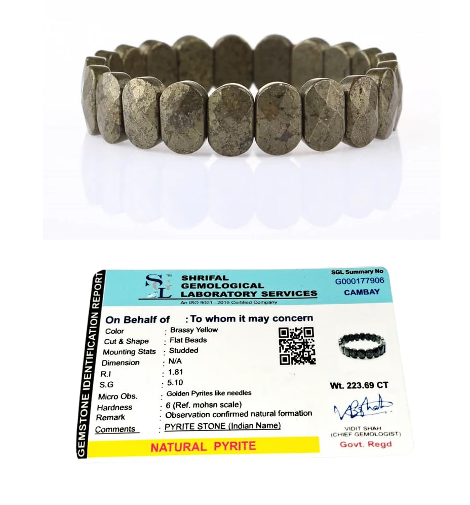 Divinity Crystals Natural Pyrite Crystal Bracelet - Real Pure 10 mm Faceted Bead for Good Luck, Love, Abundance, Healing, and Meditation for Men and Women Default Title