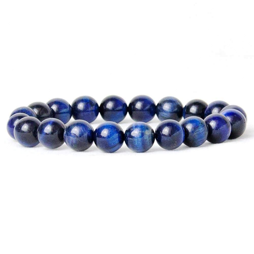 Natural Blue Tiger Eye Semi Precious Gemstone Bracelet, Crystal Stone 8mm Beads Bracelet Round Shape for Reiki Healing, Crystal Healing and Chakra Balance - IGL Jewels