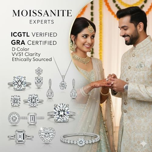 Moissanite Experts Authentic D Colorless Moissanite Gem, VVS1 Clarity, Round Cut, GRA Certified Loose Stone 8 mm 1.78 Carats - IGL Jewels