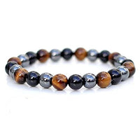 Natural Triple Protection Semi Precious Gemstone Bracelet, Crystal Stone 8mm Beads Bracelet Round Shape for Reiki Healing, Crystal Healing and Chakra Balance - IGL Jewels