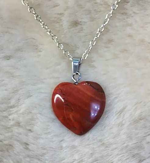 Natural Red Jasper Pendant - Original Heart Crystals for Power, Strength, Courage, Protection, and Stamina