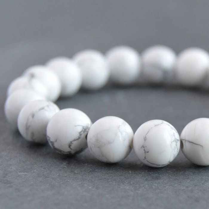 Divinity Crystals Natural Howlite Beads Bracelet - Stretchable Unisex Healing Bracelet for Stress Relief with AAA Quality Gemstones