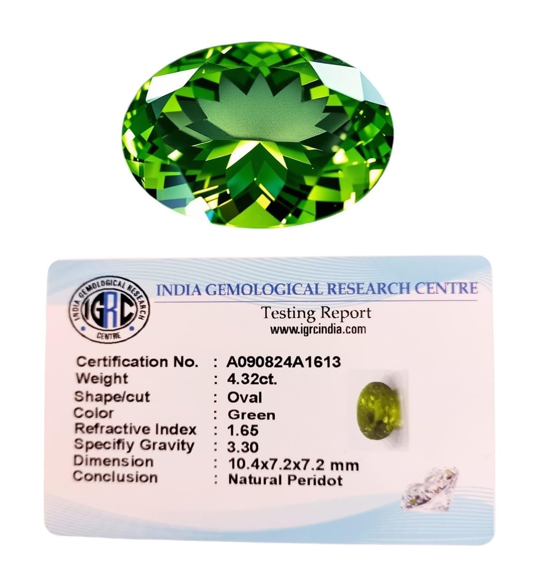 Natural Peridot Gemstone Original Certified exclusive cut Peridot/Olivine/Chrysolite 4 to 5.5 Carat Gemstone for Ring Jewellery for Men and Women - IGL Jewels