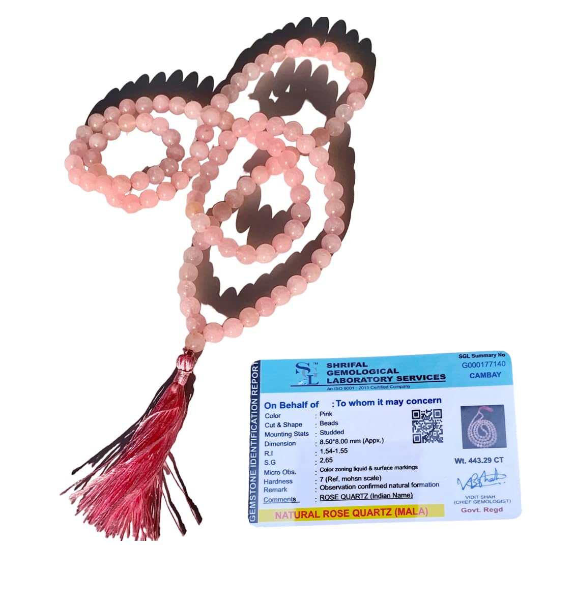 Jaap Mala Collection Rose Quartz for Men and Women - Natural Pure 8 mm Beads for Yoga, Reiki, Meditation & Feng Shui Default Title