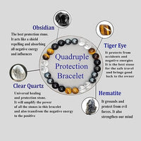 Ultimate Protection Natural Crystal Healing Bracelet - Certified 8 mm Beads for Negative Energy Protection and Good Luck, Unisex Beaded Meditation Accessory