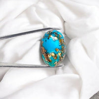 Real Original Firoza Turquoise Gemstone for Men and Women – Oval Shaped for Ring and Pendant Premium Turquoise Jewellery - The Stone of Compassion and Success 11.32 Carat - IGL Jewels