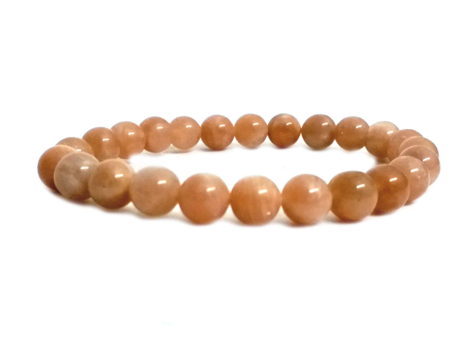 Divinity Crystals Peach Moonstone Bracelet for Reiki Healing and Chakra Balance - 8mm Semi Precious Gemstone Beads Default Title