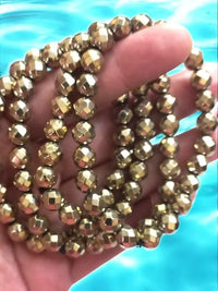 Golden Pyrite Natural Bracelet AAA Grade Certified 8mm Diamond-Cut Faceted Unisex Real Crystal Bracelet for Wealth, Protection & Confidence - IGL Jewels