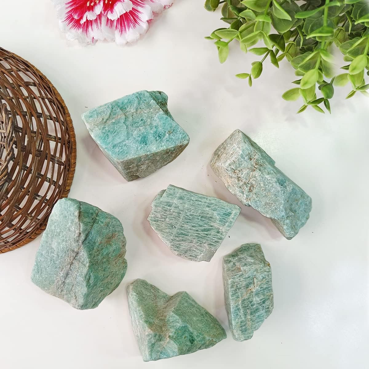 Natural Healing crystal Amazonite Raw Rough Stones. Weight : 200 Grams | Pack of 4 to 8 Beautiful Natural Healing crystal Raw Stones | Hand Picked and Cleaned - IGL Jewels