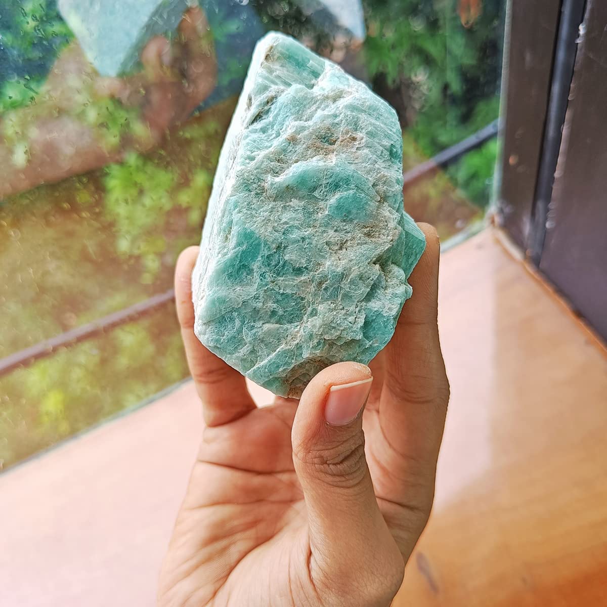 Natural Healing crystal Amazonite Raw Rough Stones. Weight : 200 Grams | Pack of 4 to 8 Beautiful Natural Healing crystal Raw Stones | Hand Picked and Cleaned - IGL Jewels