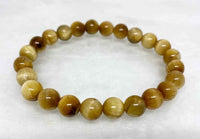 Divinity Crystals Cat's Eye Yellow Bracelet - Unisex 8mm Round Beads, Stretchable, 2.5 Inch Diameter