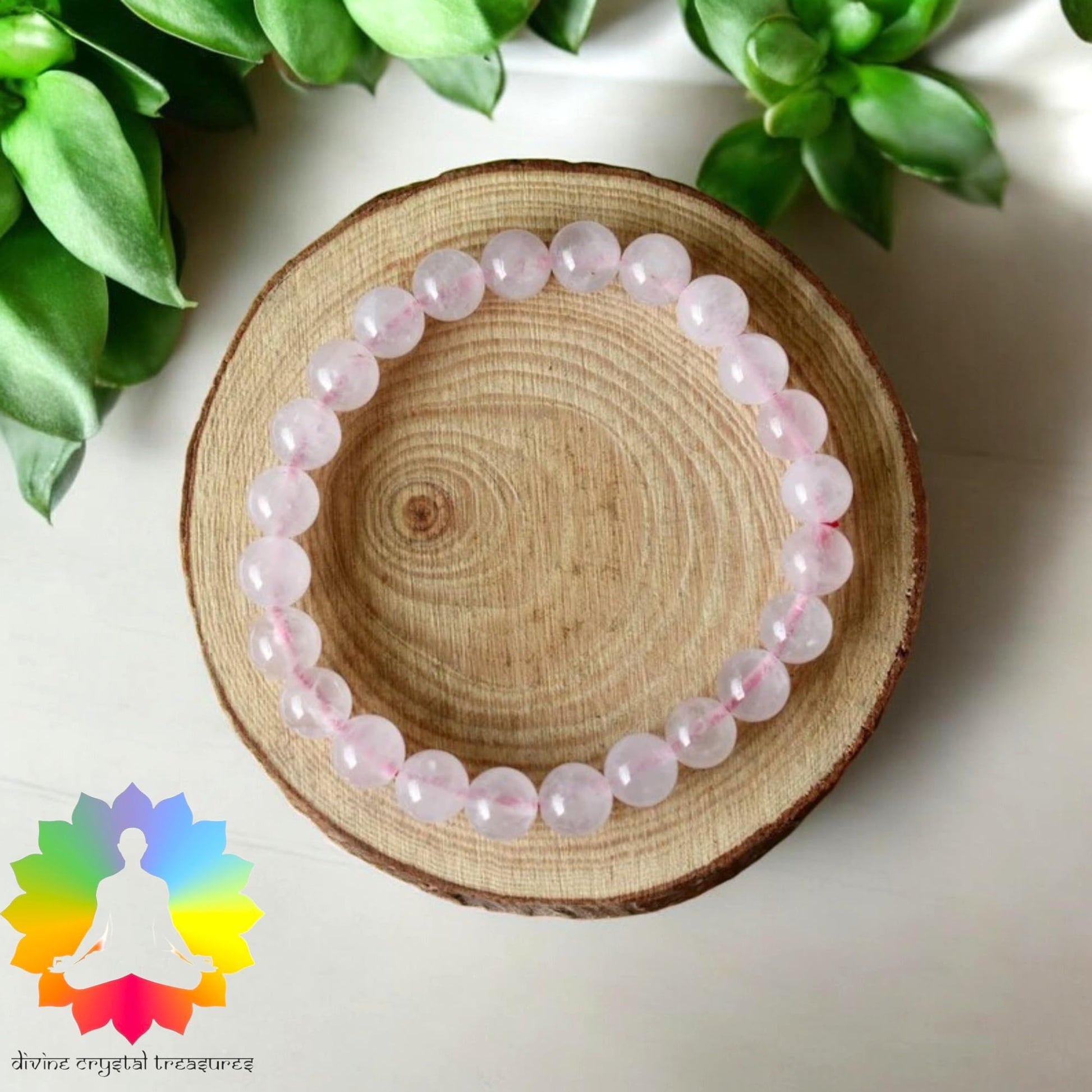 Divine Crystal Treasures Natural Rose Quartz Bracelet Original Certified AAA Grade 8mm Unisex Real Crystal Bracelet for Love Compassion Emotional Healing - IGL Jewels