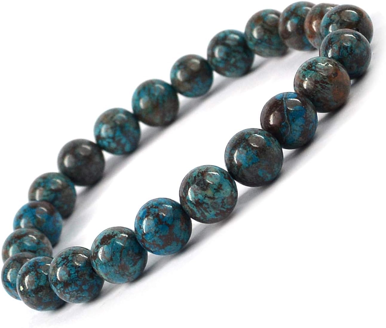 Chrysocolla Gemstone Bracelet - Natural Semi Precious 8mm Round Beads for Reiki Healing and Chakra Balance Default Title