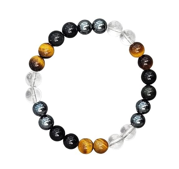 Ultimate Protection Natural Crystal Healing Bracelet - Certified 8 mm Beads for Negative Energy Protection and Good Luck, Unisex Beaded Meditation Accessory Default Title