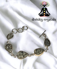 Divinity Crystals Pyrite Geode Bracelet - 5 In 1 Certified Unisex Chain for Attracting Wealth, Prosperity, and Good Luck