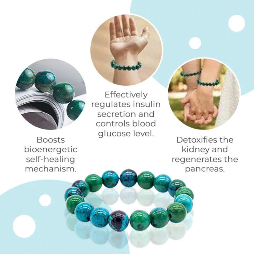 Chrysocolla Gemstone Bracelet - Natural Semi Precious 8mm Round Beads for Reiki Healing and Chakra Balance