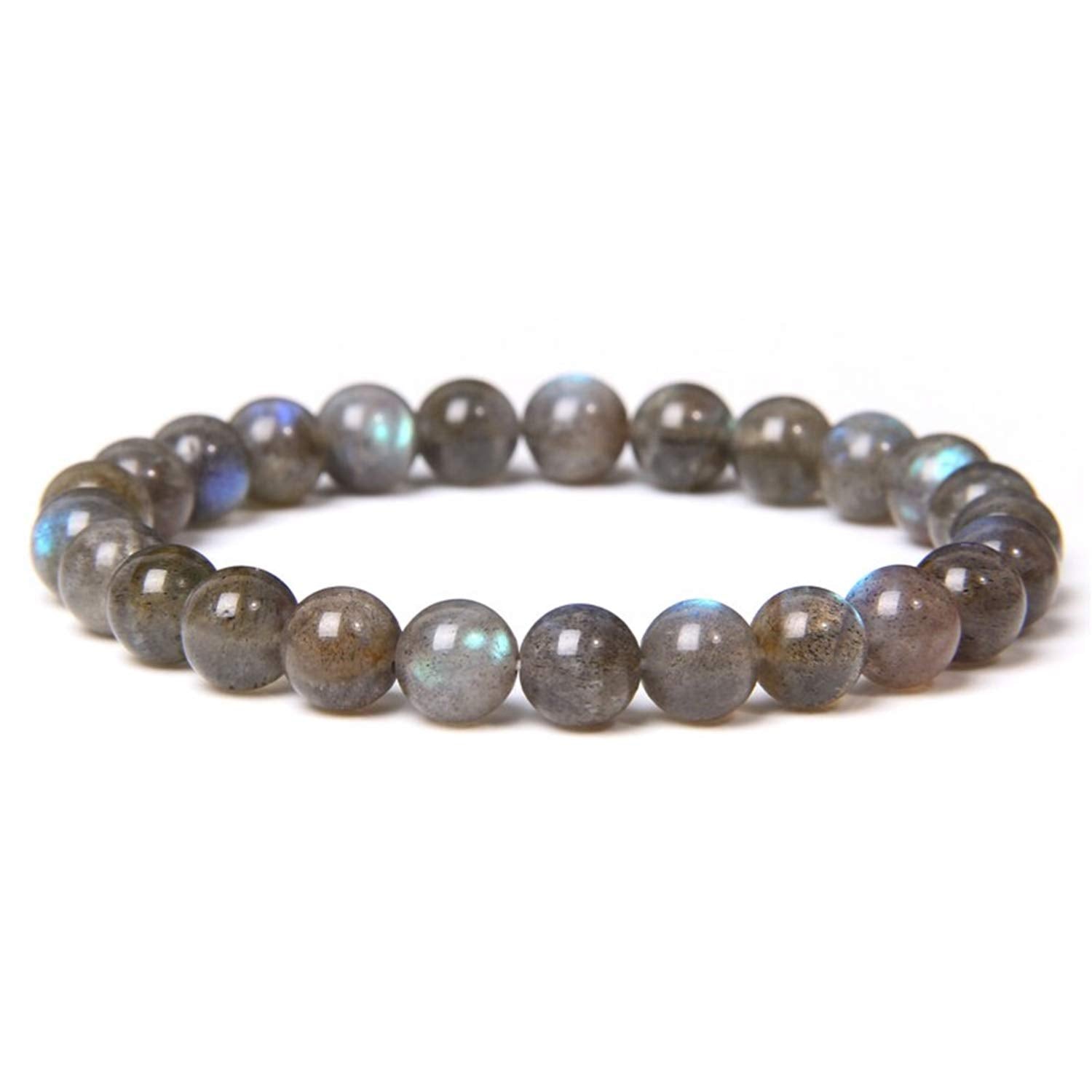 Labradorite Bracelet for Healing - 8mm Natural Semi Precious Gemstone Beads for Reiki and Chakra Balance Default Title